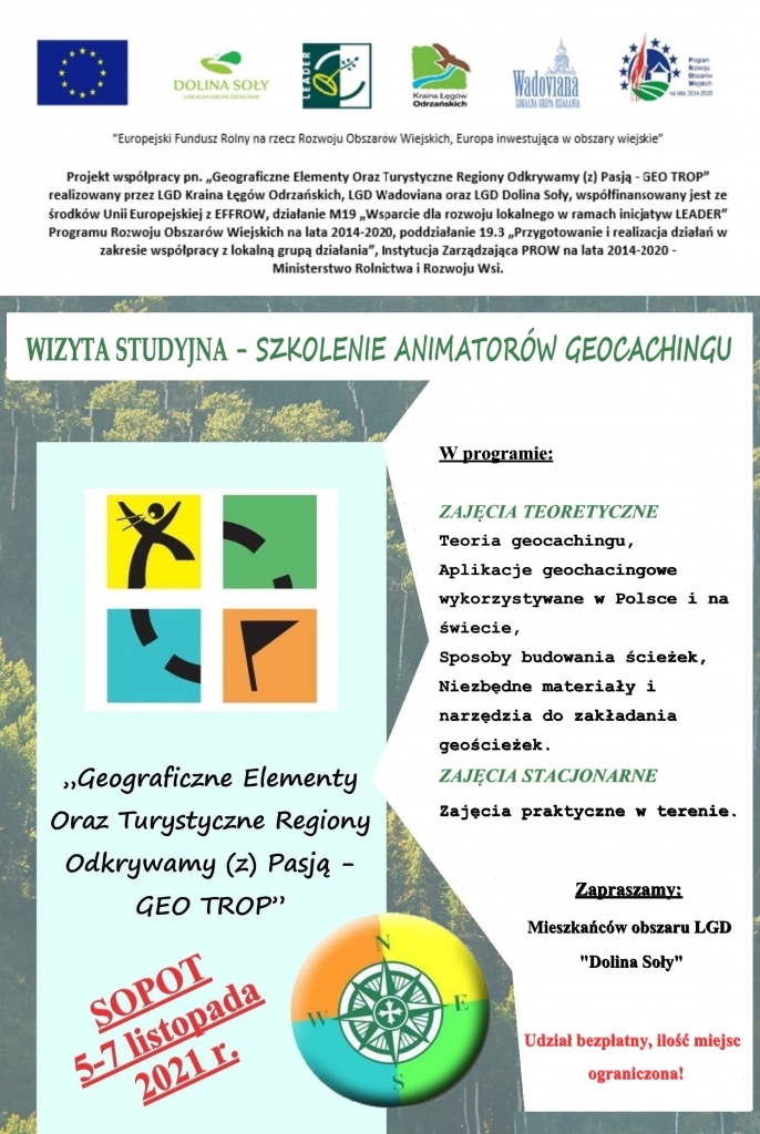 plakat - wyjazd studyjny do Sopotu - geocaching - 5-7 listopada