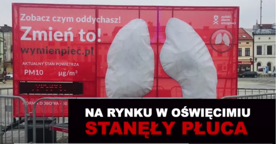 instalacja płuca na rynku w Oświęcimiu - zdjęcie z 2019 roku