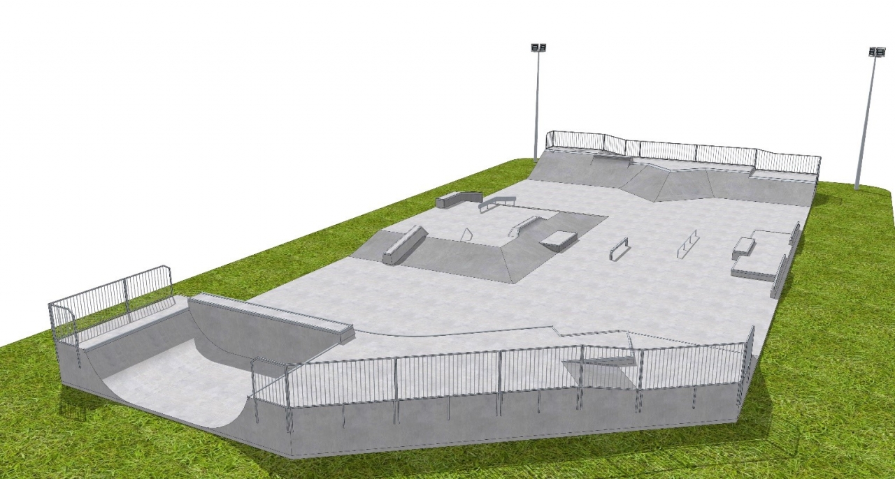 projekt skateparku - wizualizacja skateparku o pow. ok 630 m kw.