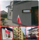 kolaż 4 zdjęć - flagi wywieszone w domach i mieszkaniach mieszkańców Gminy Brzeszcze