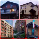 kolaż 5 zdjęć - flagi wywieszone w domach i mieszkaniach mieszkańców Gminy Brzeszcze