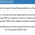 Czasowe zamknięcie odcinka DW 949 w Jawiszowicach