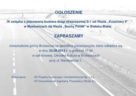 Prezentacja drogi ekspresowej S-1 od Węzła Kosztowy II w Mysłowicach do Węzła Suchy Potok w Bielsku-Białej